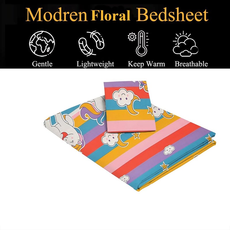 STARNSTYLE Premium 160 TC Egyptian Cotton Bedsheet Set with Pillow Cover - Sky Queen - Image 3